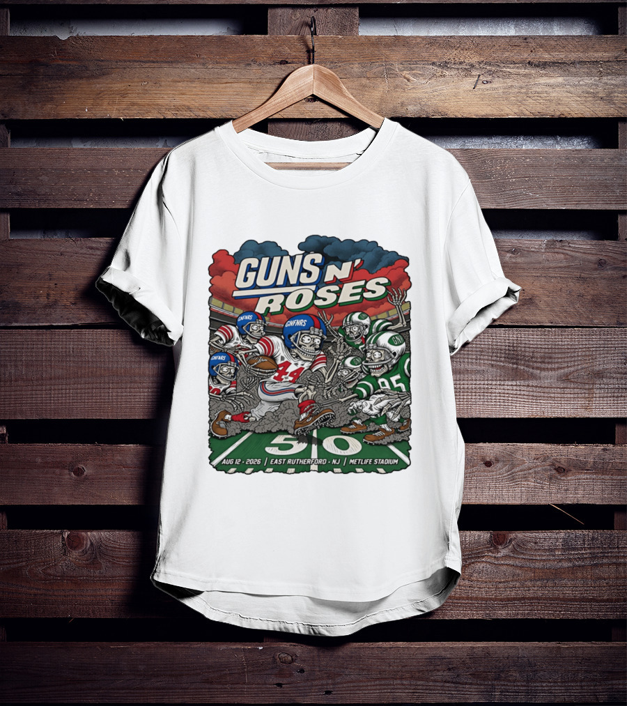 Guns N' Roses MetLife Stadium East Rutherford NJ August 12 2026 Football Skeletons T-Shirt