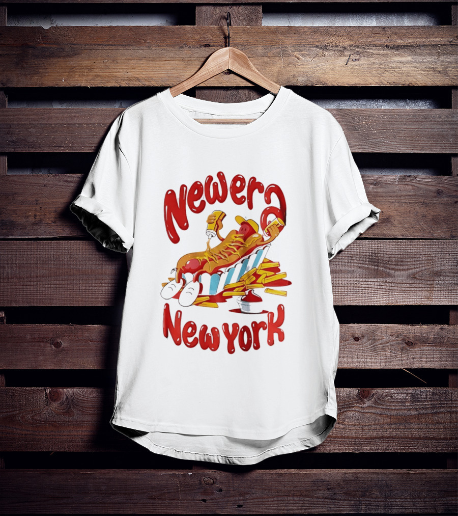 Newer New York Relaxing Hot Dog Beach Ketchup French Fries T-Shirt