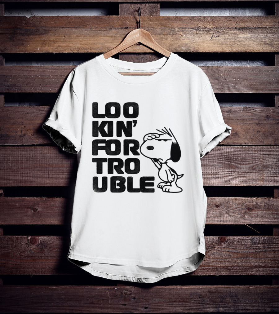 Peanuts Snoopy Lookin' For Trouble Hand Over Eye Distressed T-Shirt