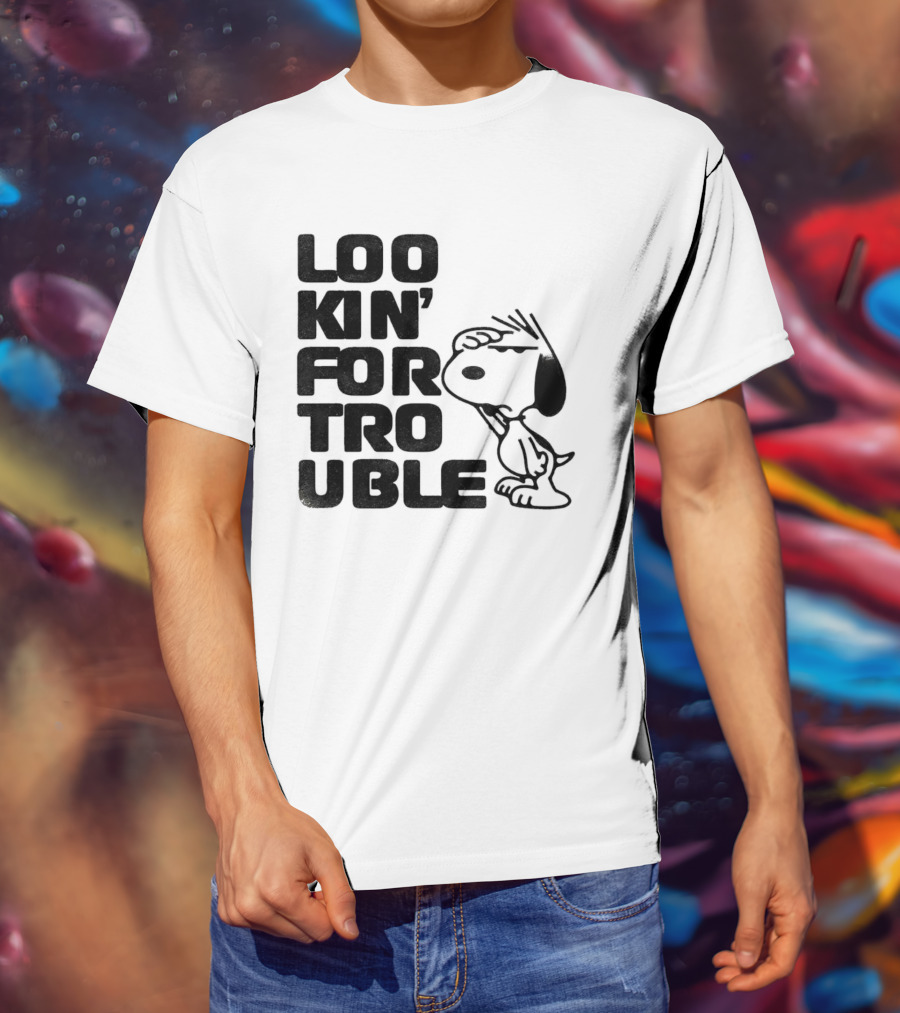 Peanuts Snoopy Lookin' For Trouble Hand Over Eye Distressed T-Shirt