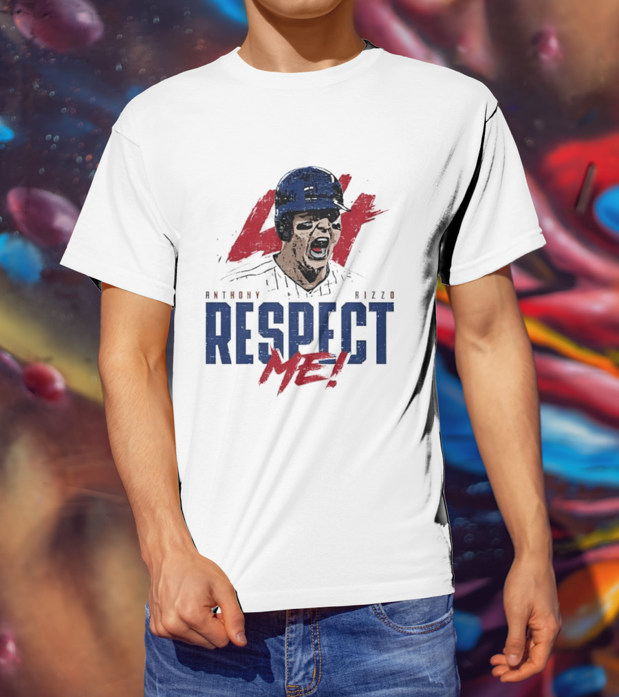 Anthony Rizzo Respect Me Screaming Baseball Player Distressed 44 Red T-Shirt