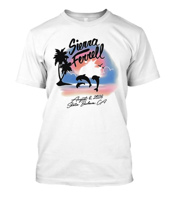 Sierra Ferrell August 6 2023 Santa Barbara CA Dolphins And Palm Trees T-Shirt