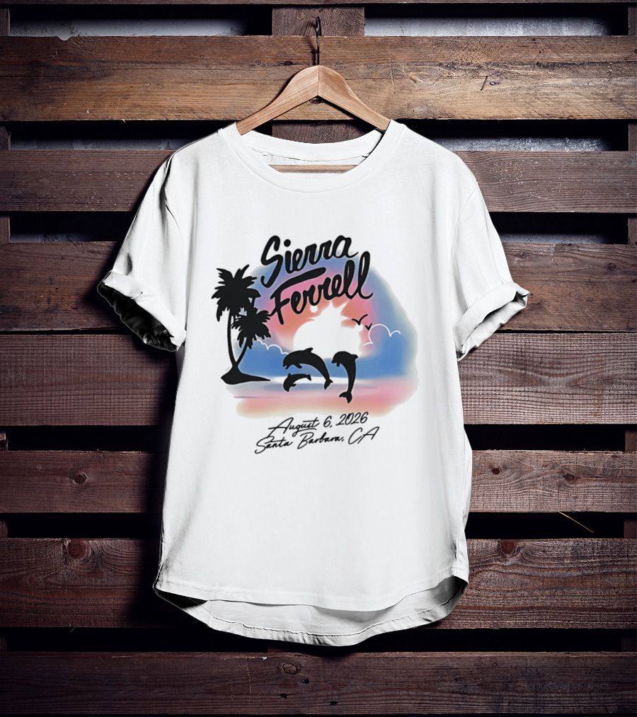 Sierra Ferrell August 6 2023 Santa Barbara CA Dolphins And Palm Trees T-Shirt