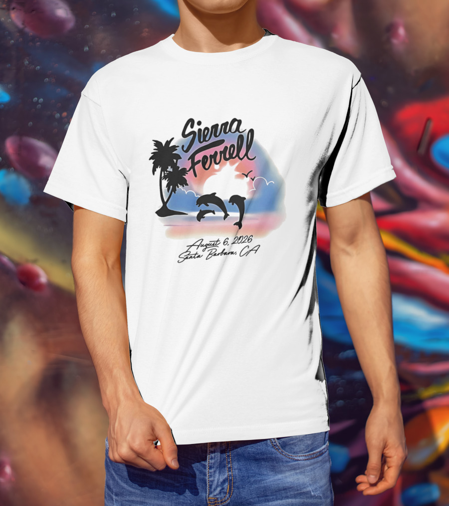 Sierra Ferrell August 6 2023 Santa Barbara CA Dolphins And Palm Trees T-Shirt