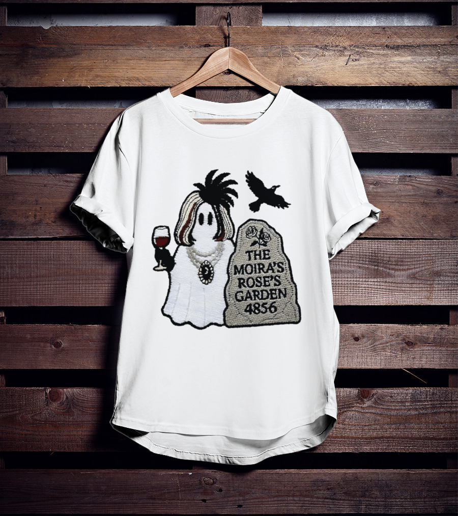 The Moira's Rose's Garden Ghost Wine Glass Tombstone Crow 4836 Wig T-Shirt