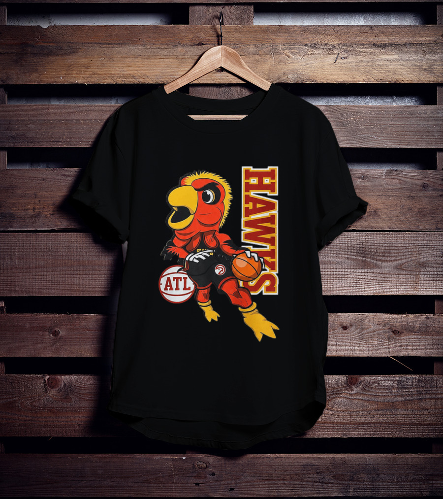 Hawks Bird Holding Basketball With ATL T-Shirt