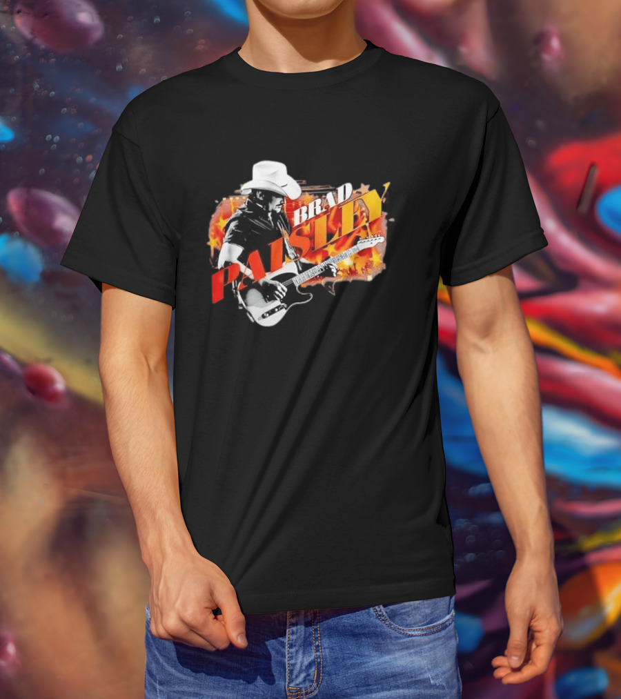 Brad Paisley Cowboy Hat Electric Guitar Musician Scene T-Shirt
