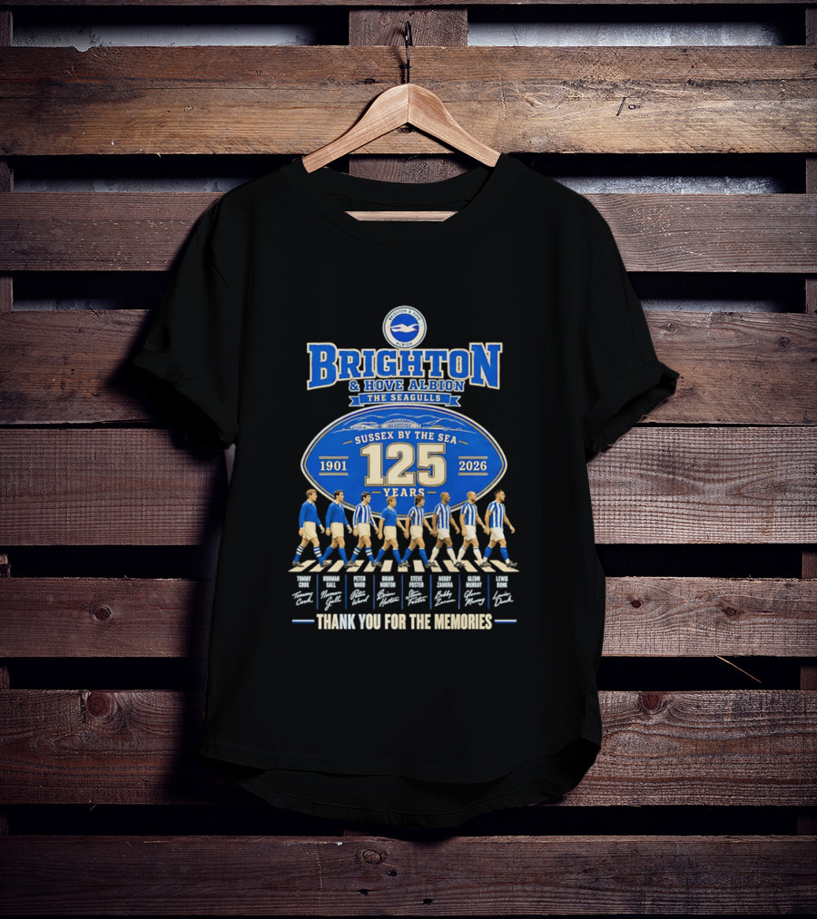 Brighton And Hove Albion The Seagulls Sussex By The Sea 125 Years 1901 2026 Thank You For The Memories T-Shirt