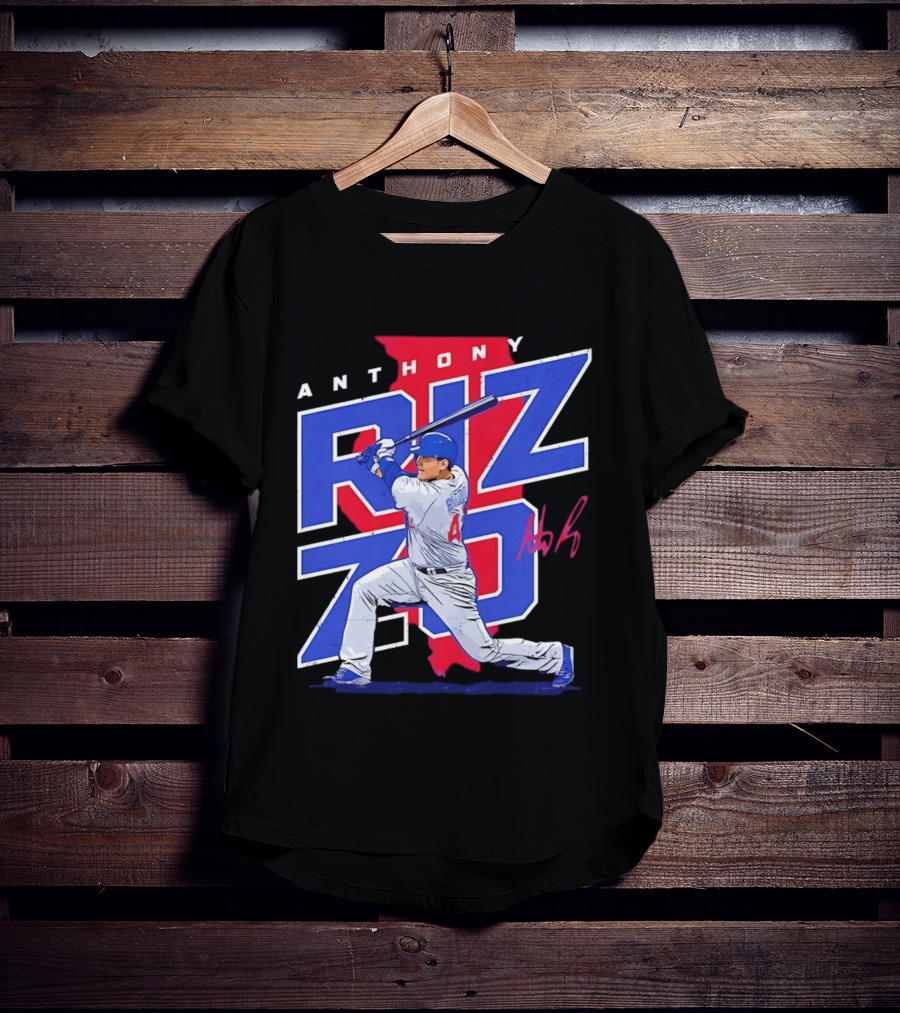 Anthony Rizzo 44 Chicago Cubs Batting Illinois Map T-Shirt