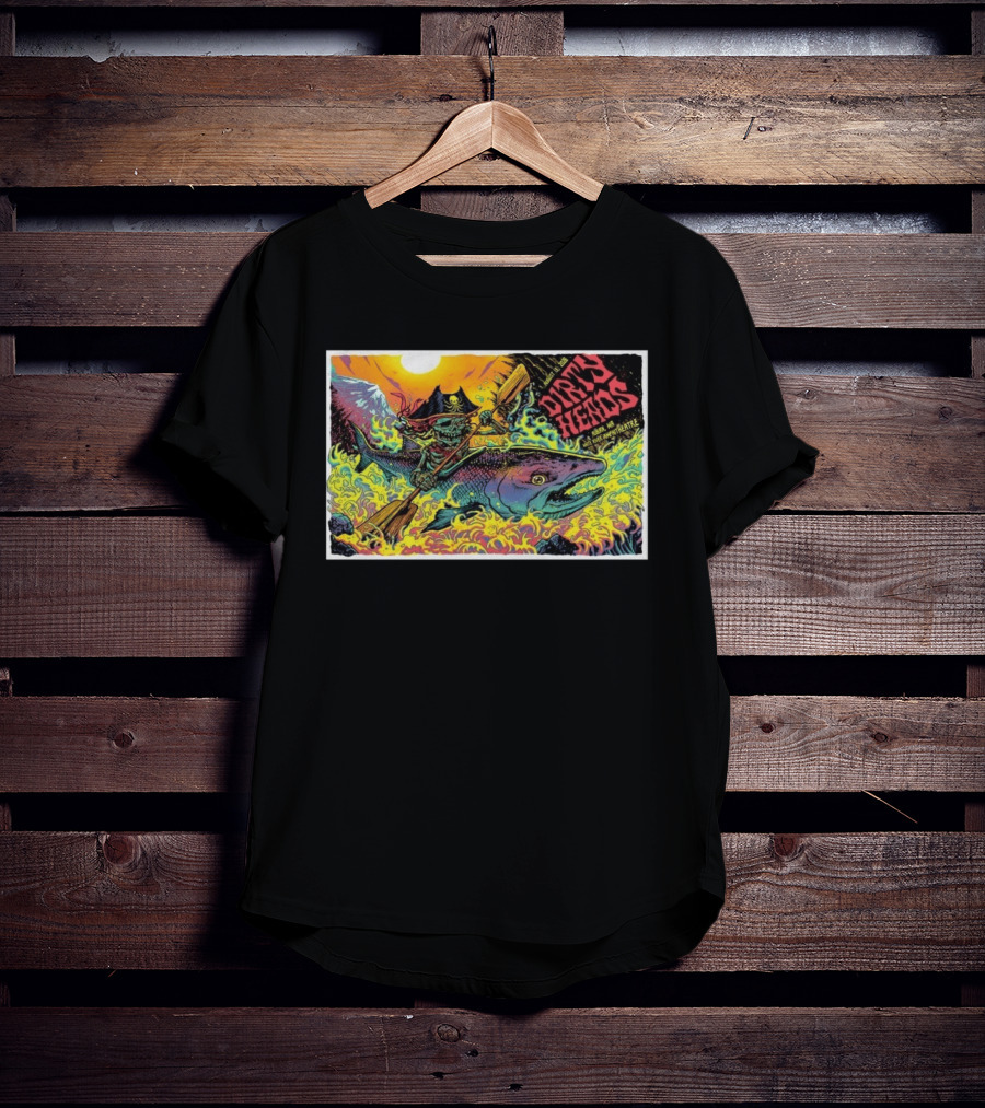 Dirty Heads Aug 13 2026 Skeleton Pirate Riding Fish White River Amphitheatre Auburn WA T-Shirt