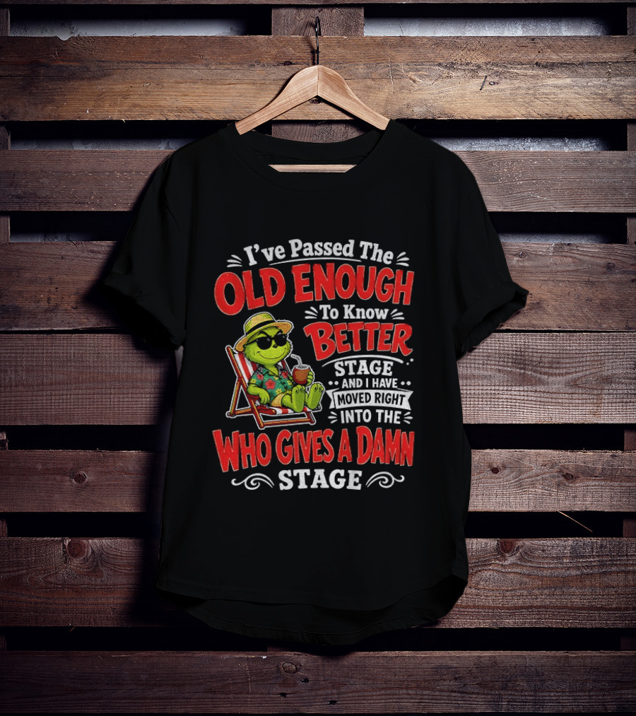 Grinch I've Passed The Old Enough To Know Better Stage Moved Right Into The Who Gives A Damn Stage T-Shirt
