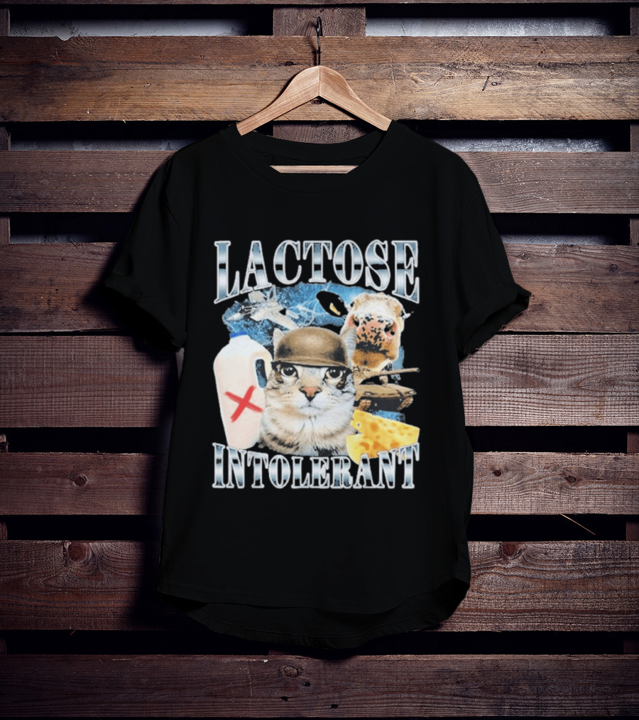 Lactose Intolerant Cat Cheese Cow Milk Jug T-Shirt