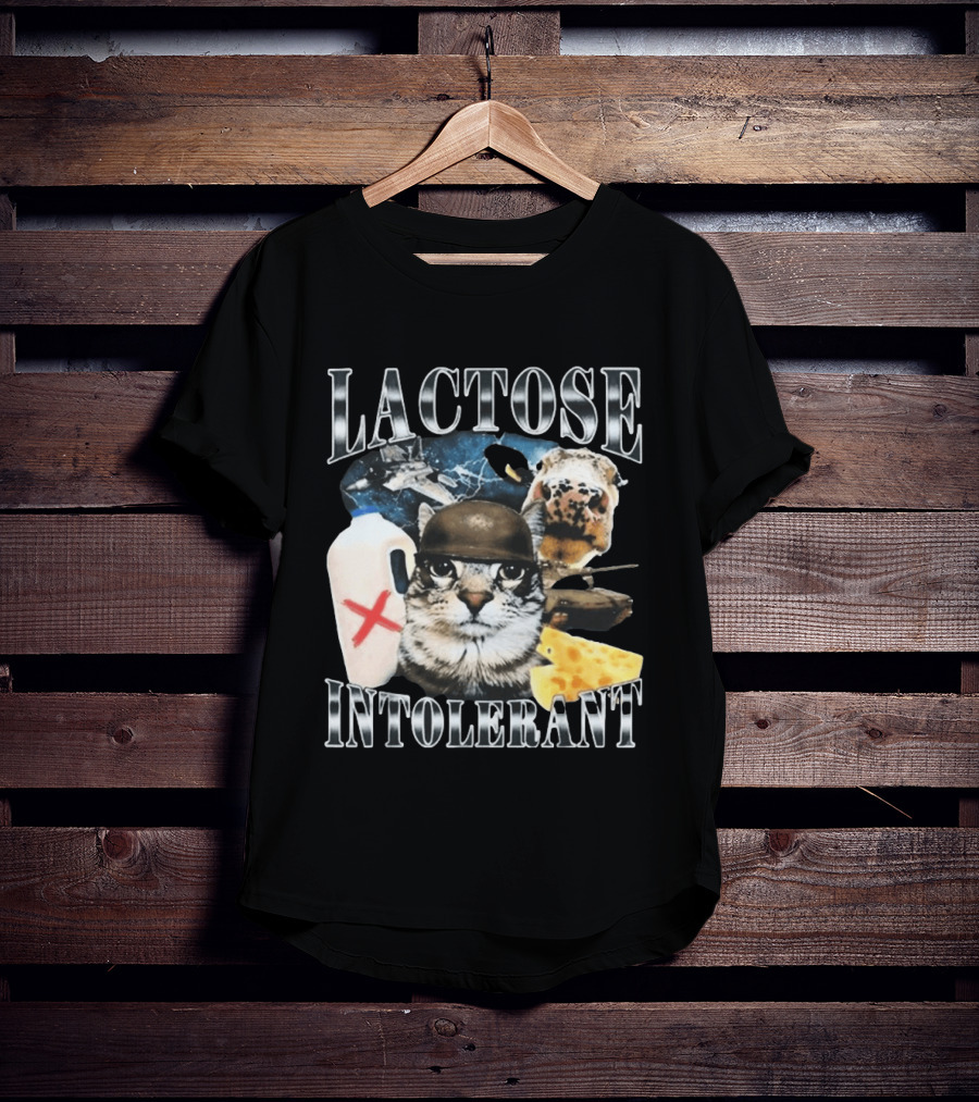 Lactose Tolerant Funny Cat Cheese Milk Jug Helmet Dog Spaceship T-Shirt