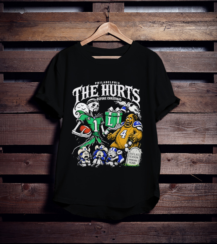 Philadelphia Eagles The Hurts Before Christmas Jalen Hurts Dallas Season Again Tombstone T-Shirt
