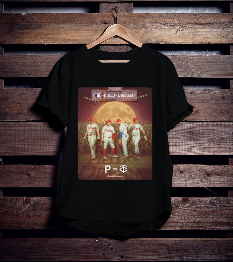 MLB At Field Of Dreams Philadelphia Phillies Vs Minnesota Twins 2026 Moonlit Cornfield Scene T-Shirt