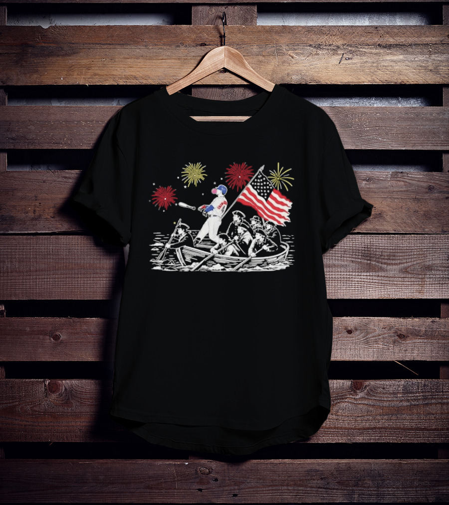 Players Crow Armstrong Patriotic Baseball Batting With American Flag And Revolutionary Boat T-Shirt