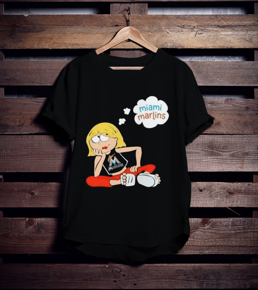 Miami Marlins MLB Cartoon Lizzie McGuire Blonde Girl Fan T-Shirt