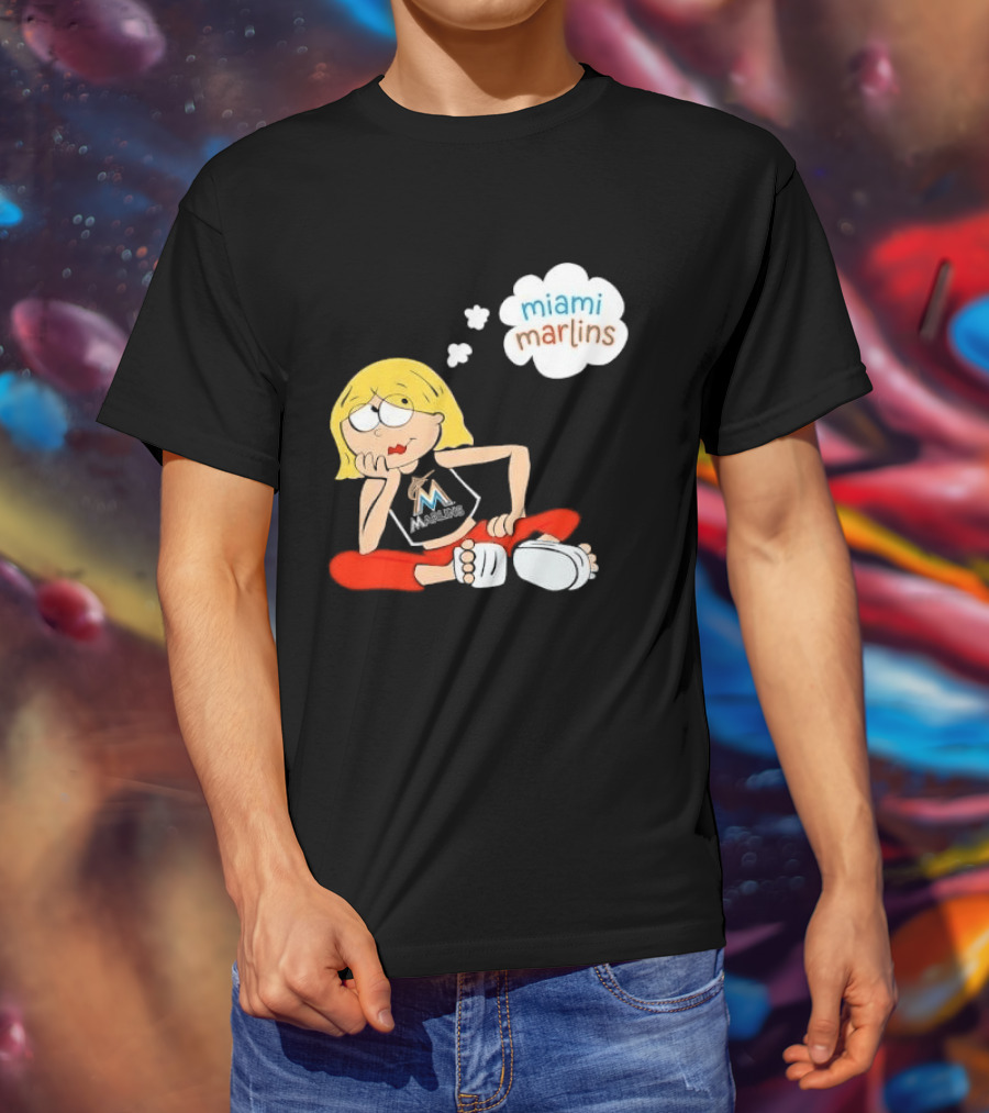 Miami Marlins MLB Cartoon Lizzie McGuire Blonde Girl Fan T-Shirt