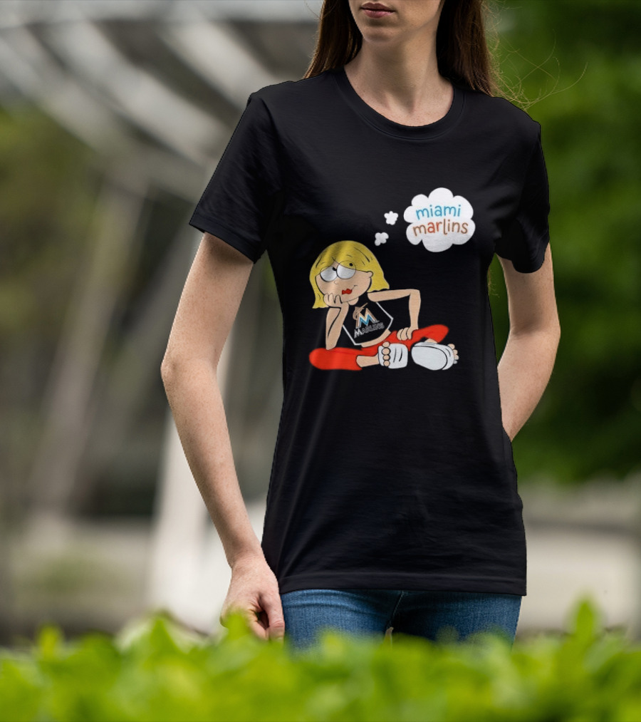 Miami Marlins MLB Cartoon Lizzie McGuire Blonde Girl Fan T-Shirt