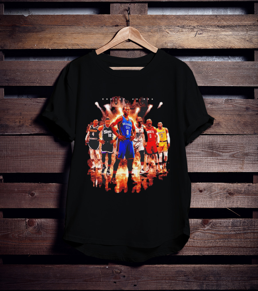 Russell Westbrook Oklahoma City NBA Career Retrospective With Team Jerseys T-Shirt