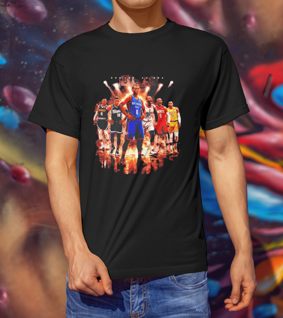 Russell Westbrook Oklahoma City NBA Career Retrospective With Team Jerseys T-Shirt