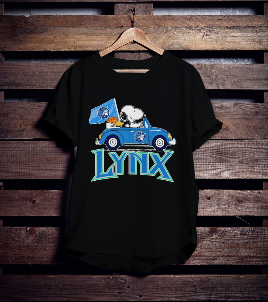 Minnesota Lynx Snoopy Driving Beetle Car With Team Flag T-Shirt