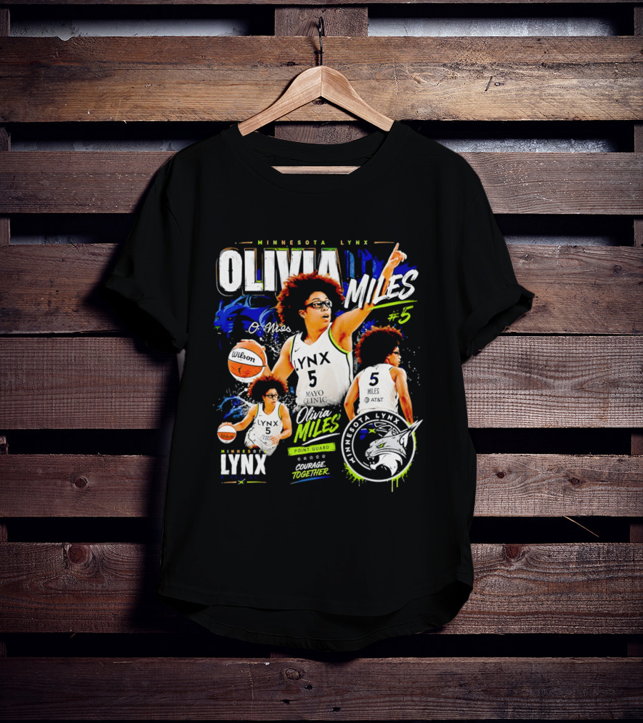 Minnesota Lynx Olivia Miles Number 5 Courage Together Basketball Player T-Shirt