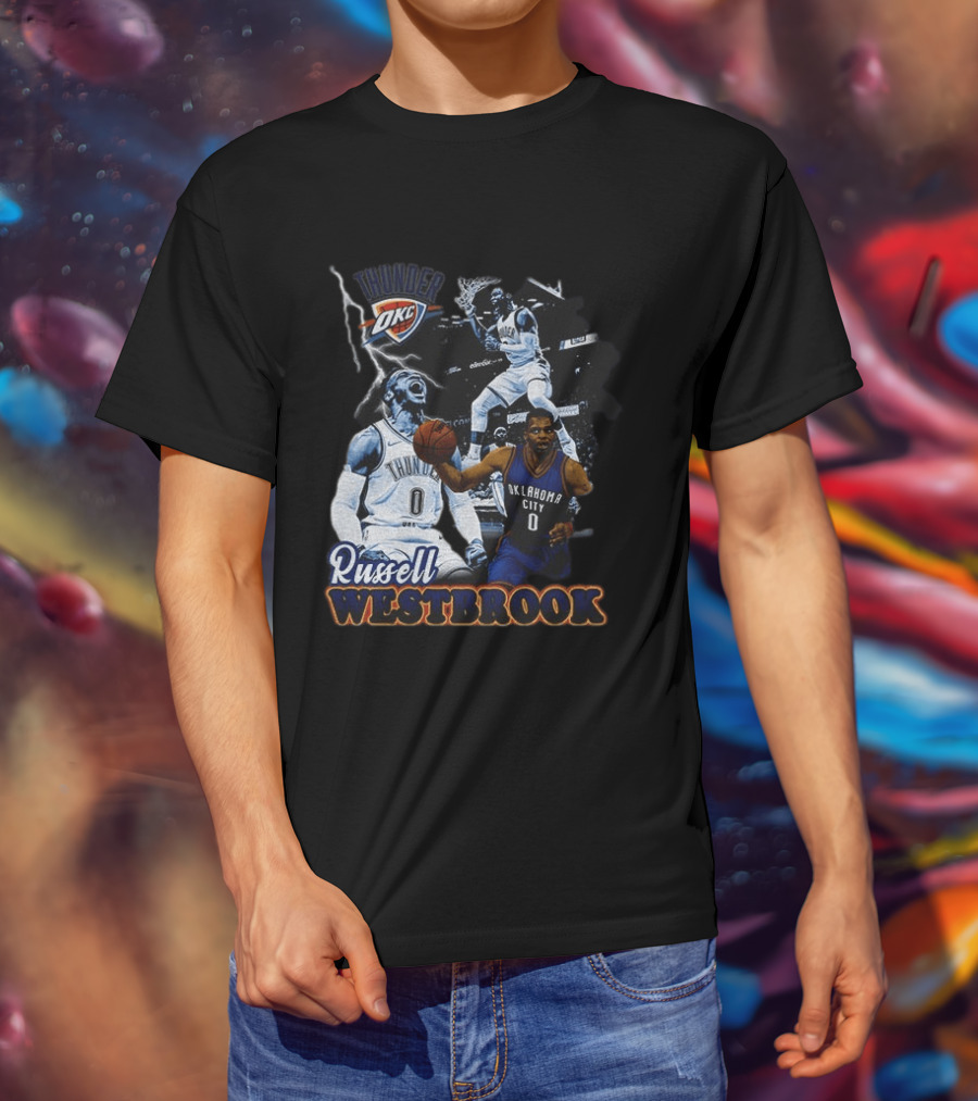 Russell Westbrook OKC Thunder Basketball Legend Collage T-Shirt
