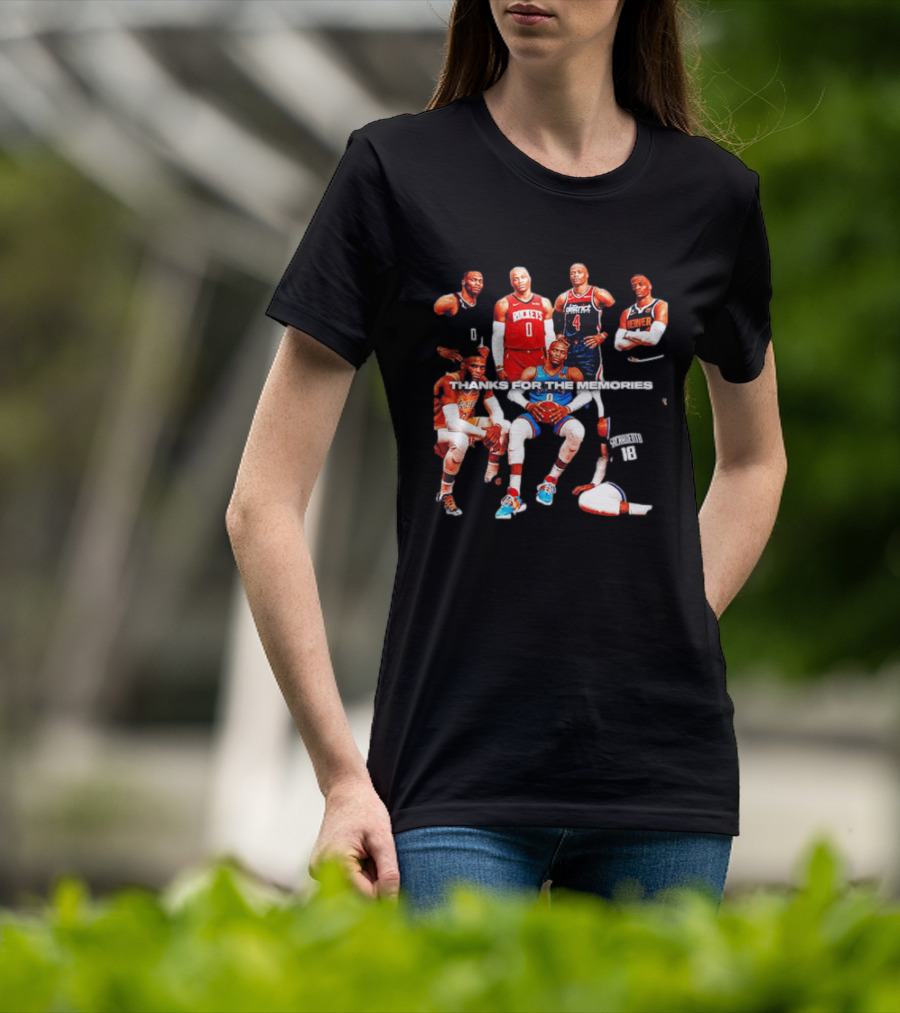 Russell Westbrook Thank You For The Memories OKC Thunder Rockets Wizards Denver T-Shirt