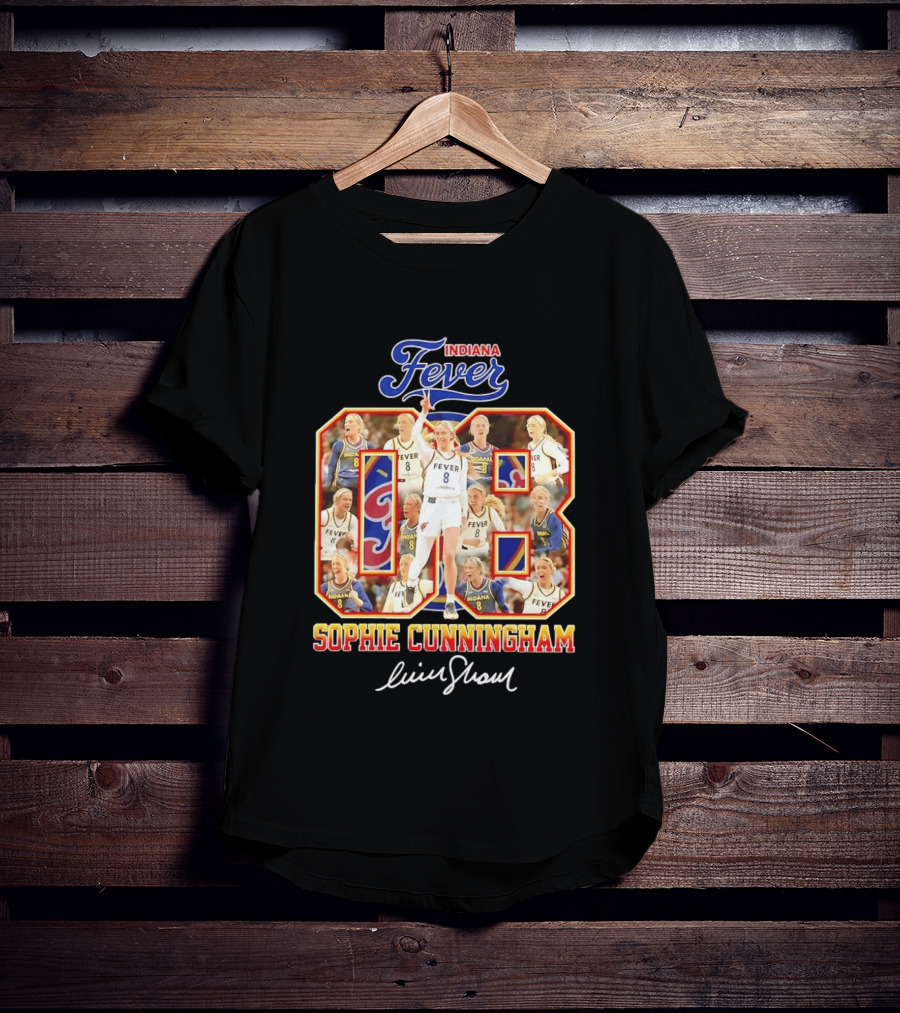 Indiana Fever Sophie Cunningham No 8 Collage WNBA T-Shirt