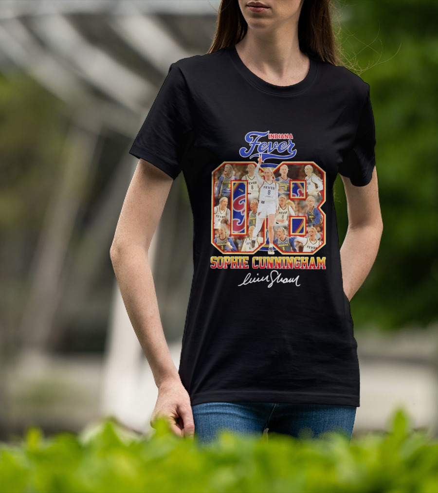Indiana Fever Sophie Cunningham No 8 Collage WNBA T-Shirt