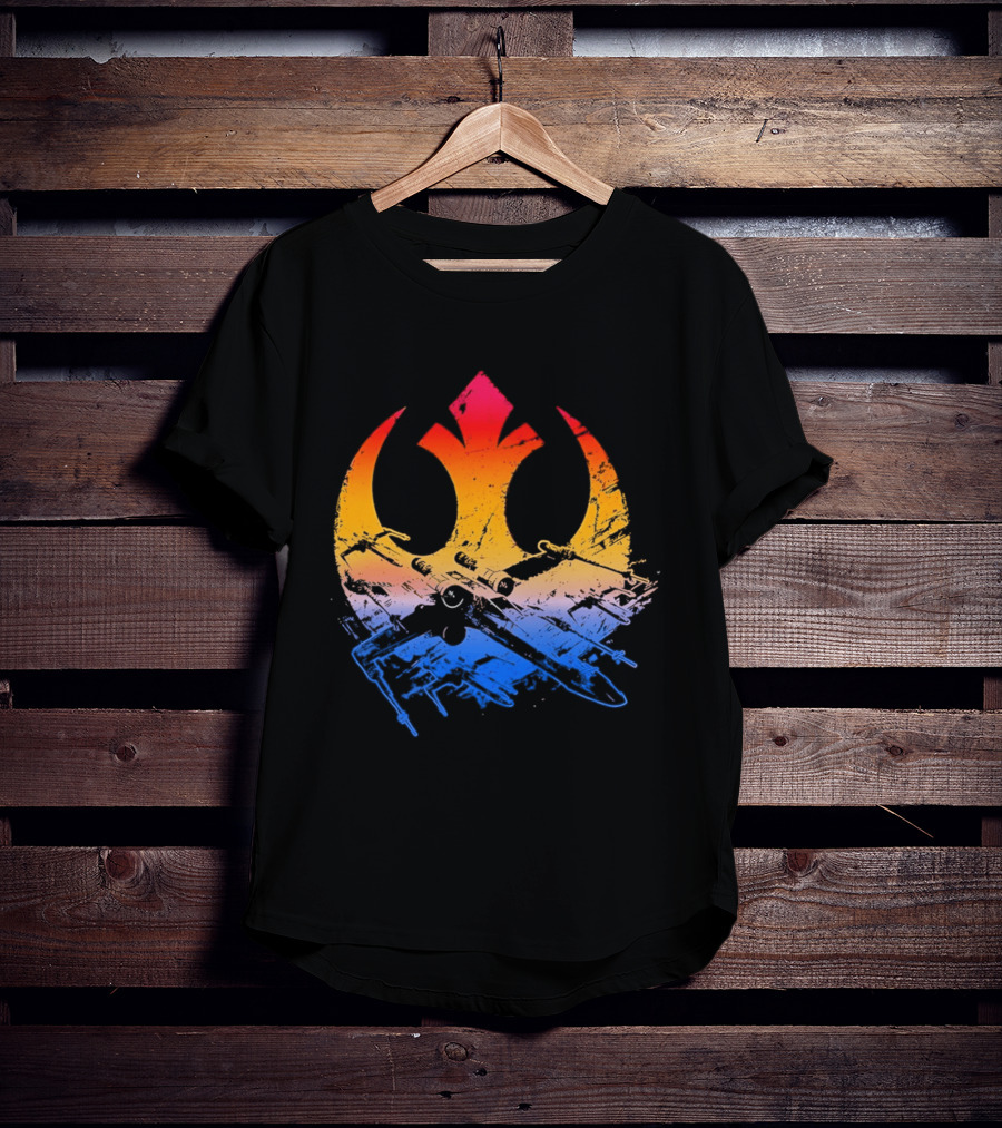 Star Wars Rebel Alliance Distressed Insignia X Wing Starfighters Gradient T-Shirt