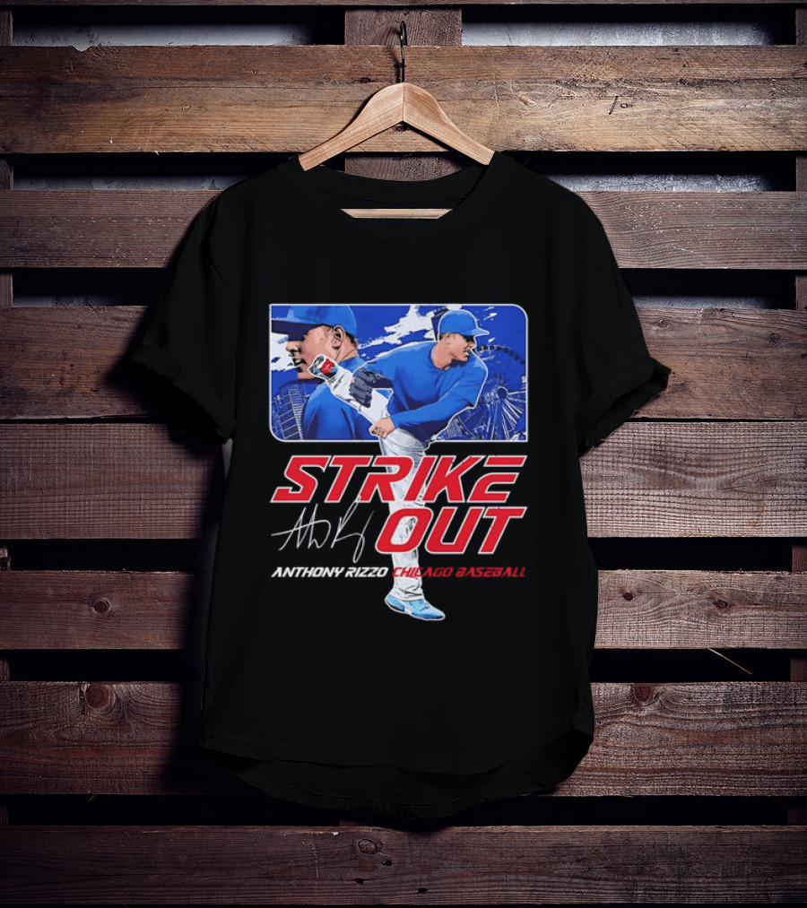 Strike Out Anthony Rizzo Chicago Baseball Pitcher Ferris Wheel Skyline T-Shirt