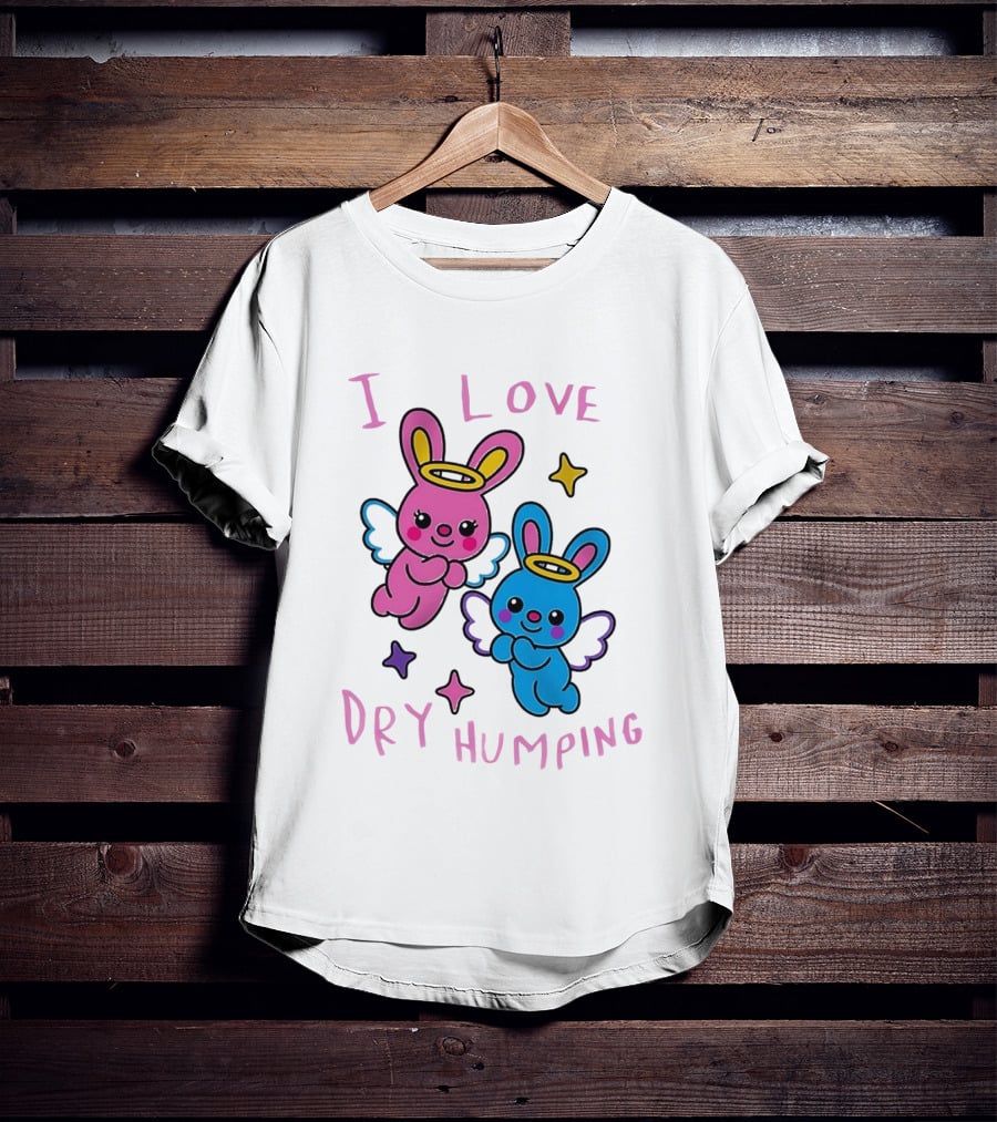 Angel Bunnies I Love Dry Humping Funny Cartoon Characters T-Shirt