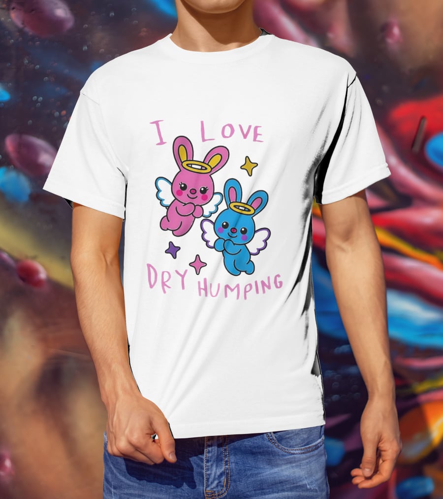 Angel Bunnies I Love Dry Humping Funny Cartoon Characters T-Shirt
