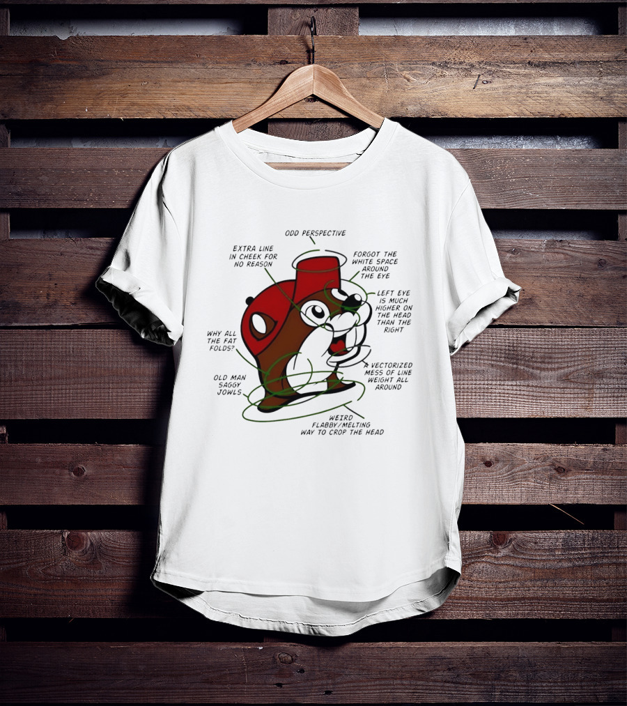 Buc Ee's Odd Perspective Extra Line Vectorized Mess Critique T-Shirt