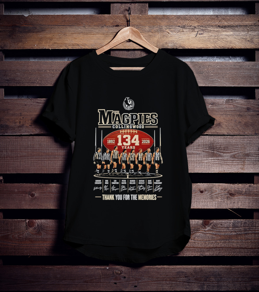 The Magpies Collingwood 1892 2026 134 Years Thank You For The Memories T-Shirt