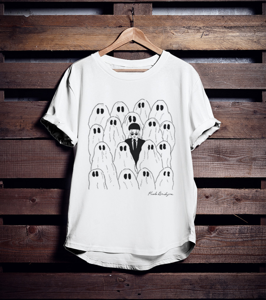 Phoebe Bridgers Ghost Pattern Sketch Black And White Ghosts T-Shirt
