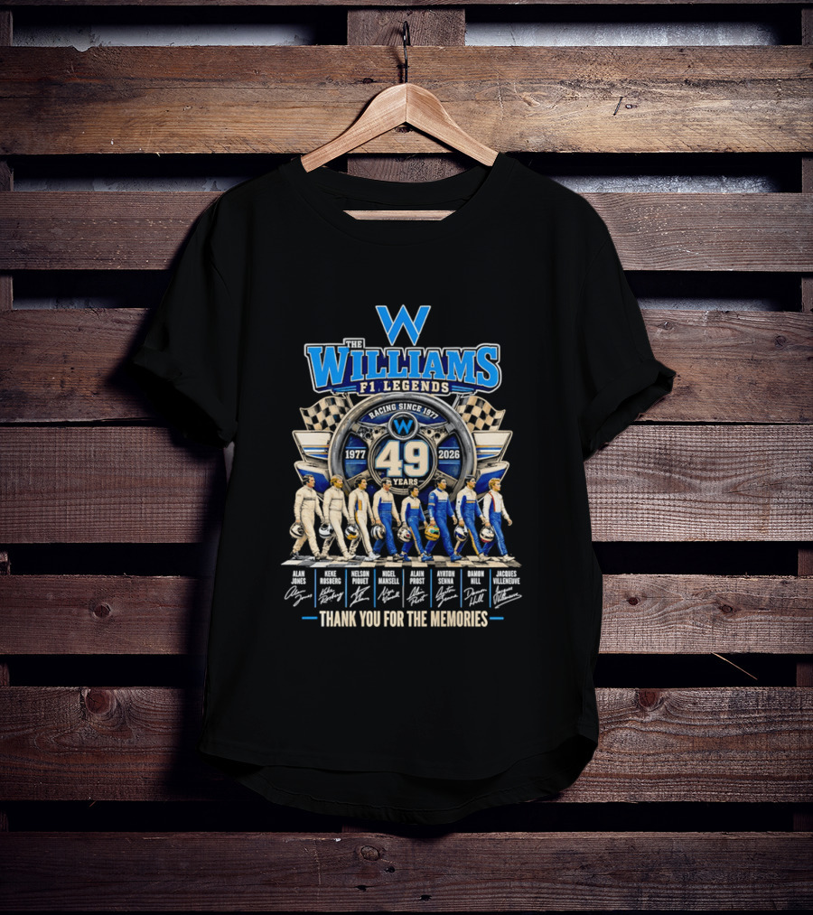 Williams F1 Legends Racing 49 Years 1977 2026 Thank You For The Memories T-Shirt