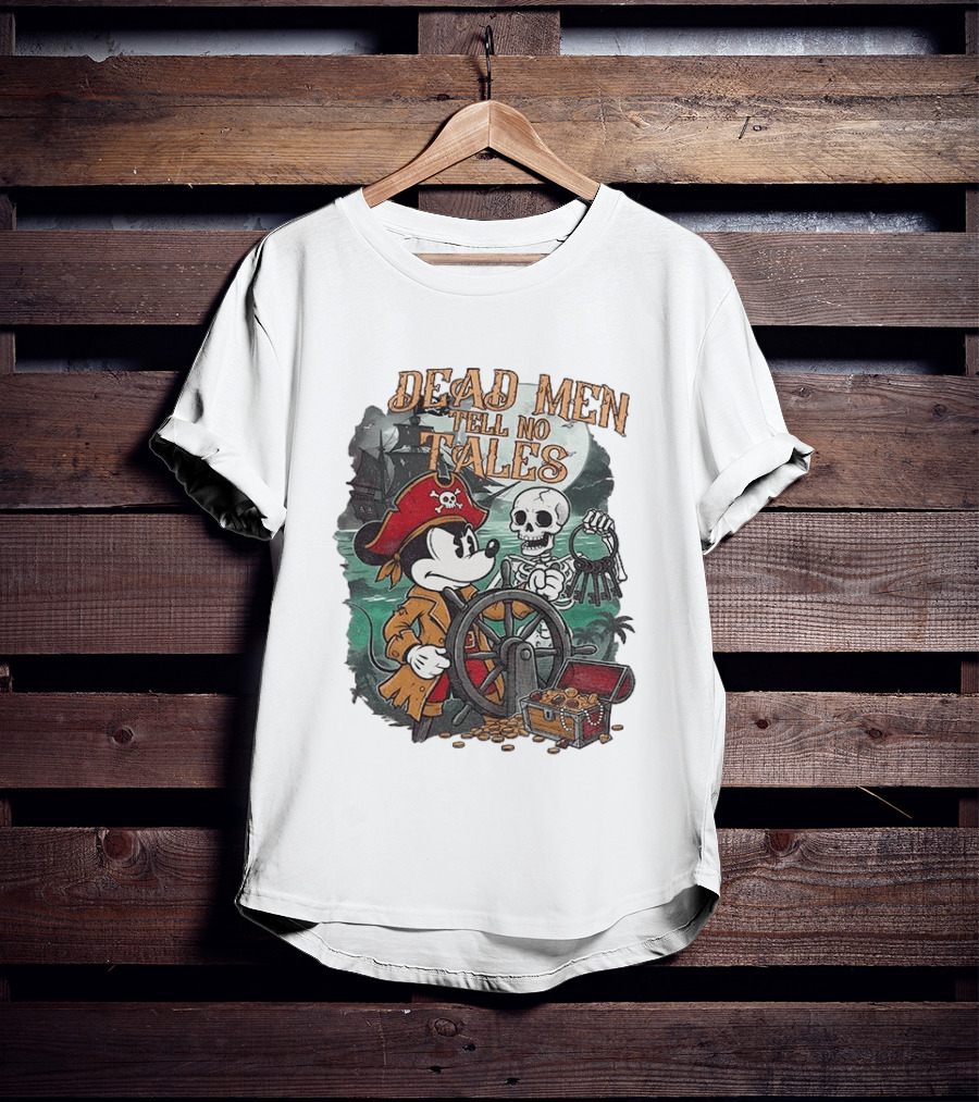 Mickey Mouse Pirate Skeleton Dead Men Tell No Tales Halloween Fantasy Adventure T-Shirt