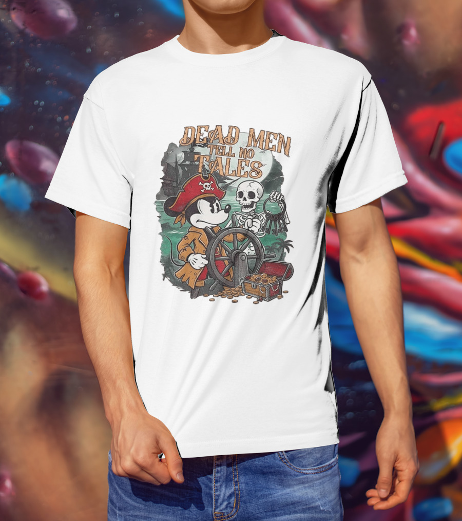 Mickey Mouse Pirate Skeleton Dead Men Tell No Tales Halloween Fantasy Adventure T-Shirt
