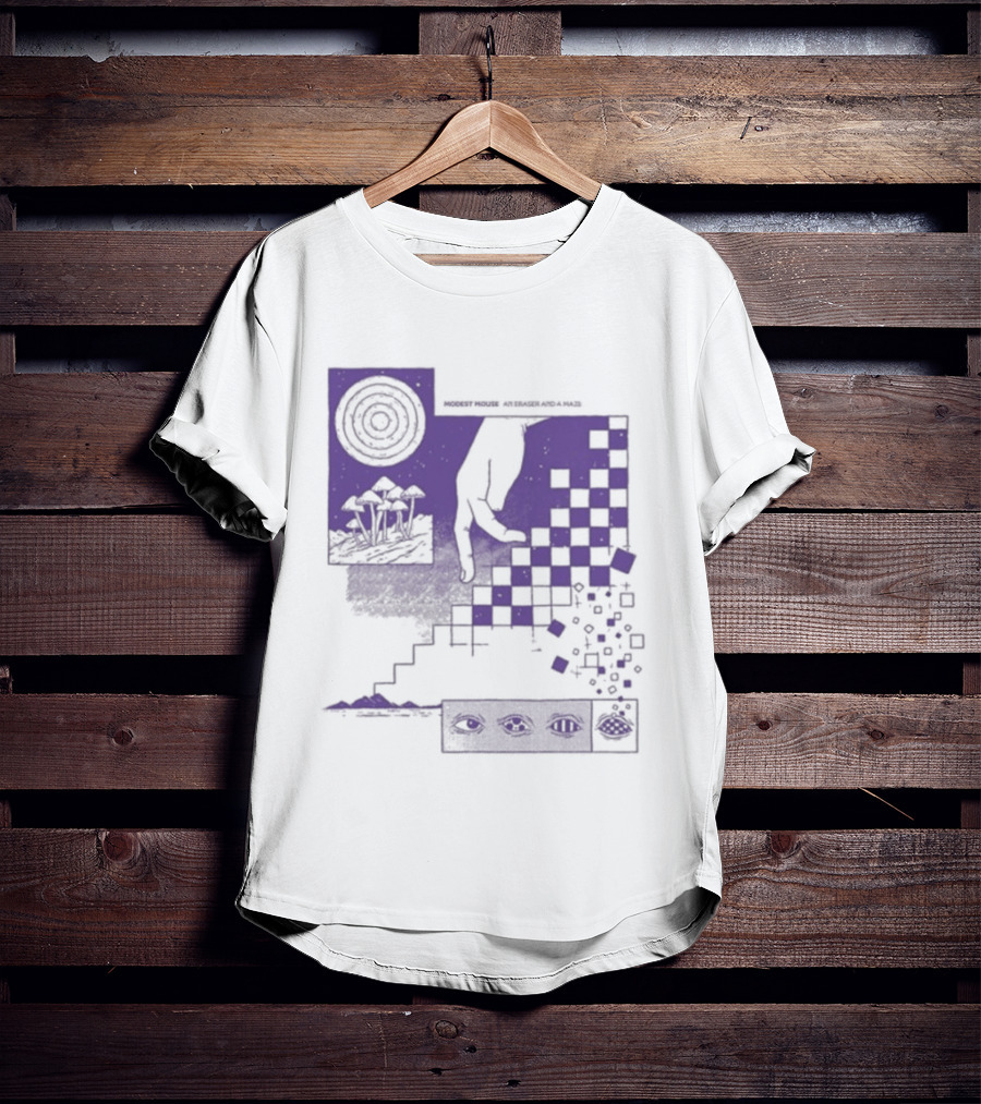 Modest Mouse An Eraser And A Maze Album Artwork Purple Checkerboard T-Shirt