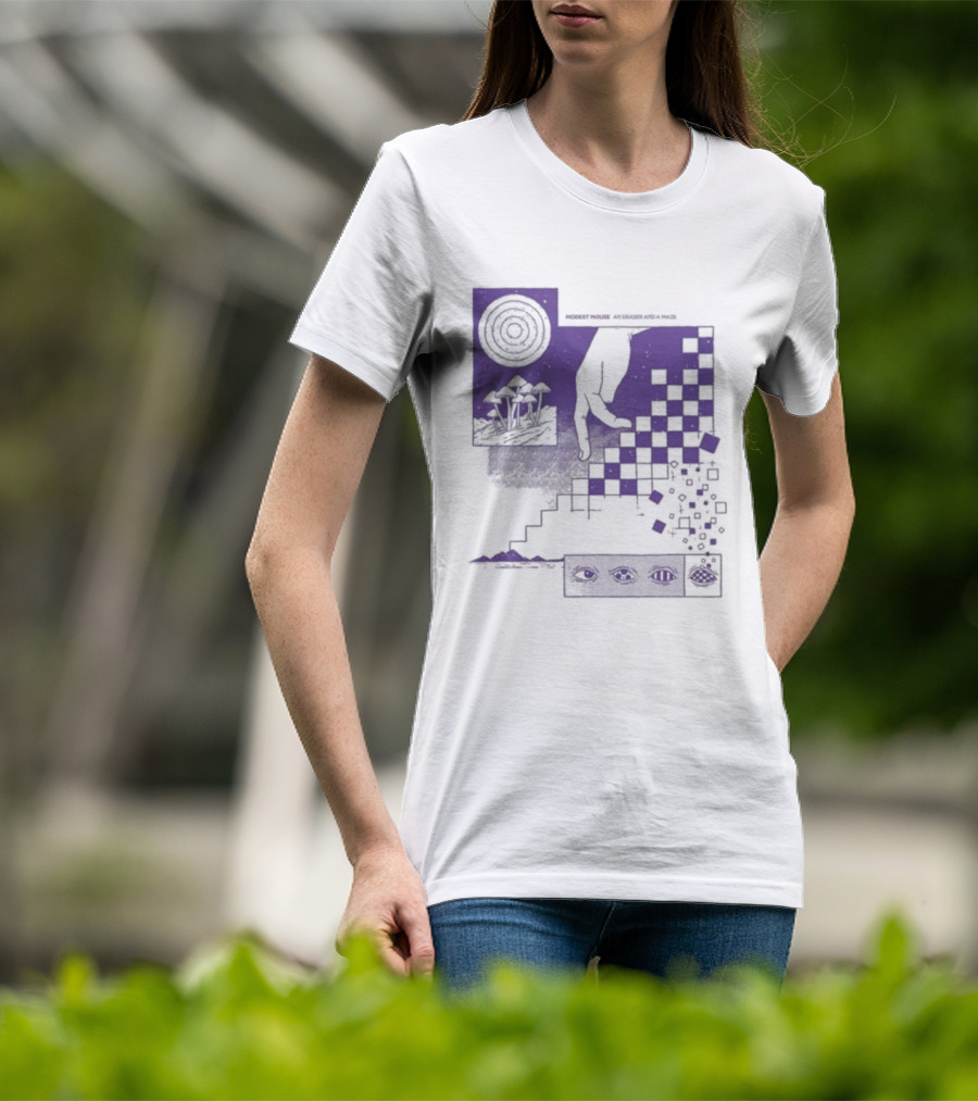 Modest Mouse An Eraser And A Maze Album Artwork Purple Checkerboard T-Shirt