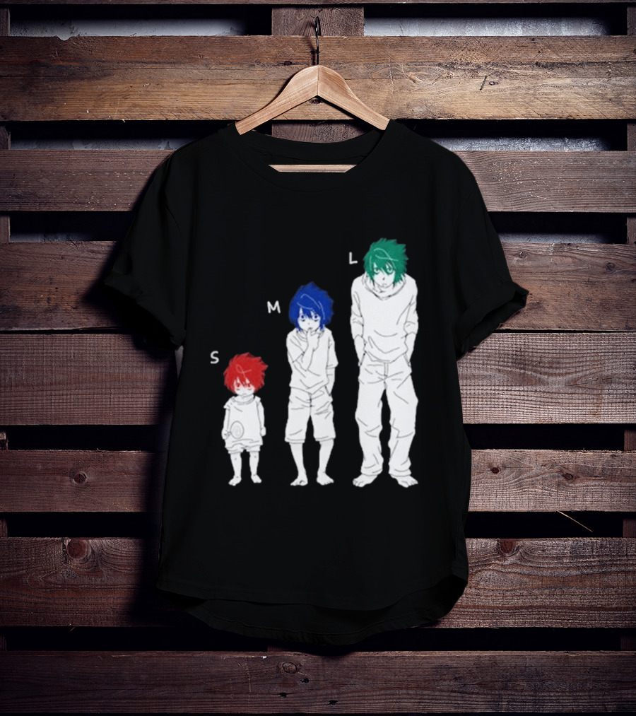 Anime Death Note L Character Evolution Sizes S M L T-Shirt