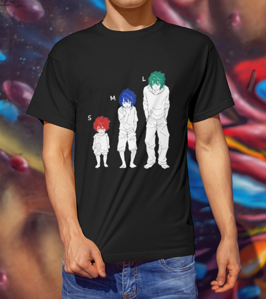 Anime Death Note L Character Evolution Sizes S M L T-Shirt