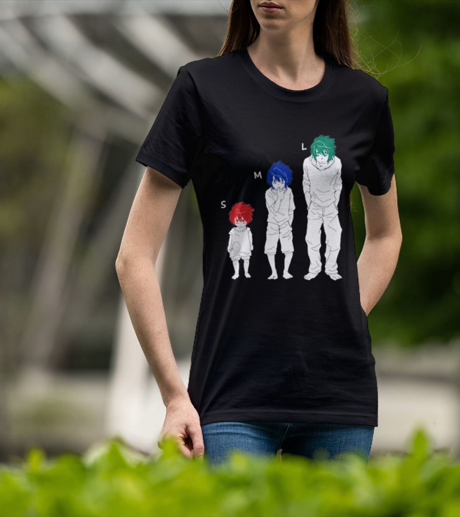 Anime Death Note L Character Evolution Sizes S M L T-Shirt