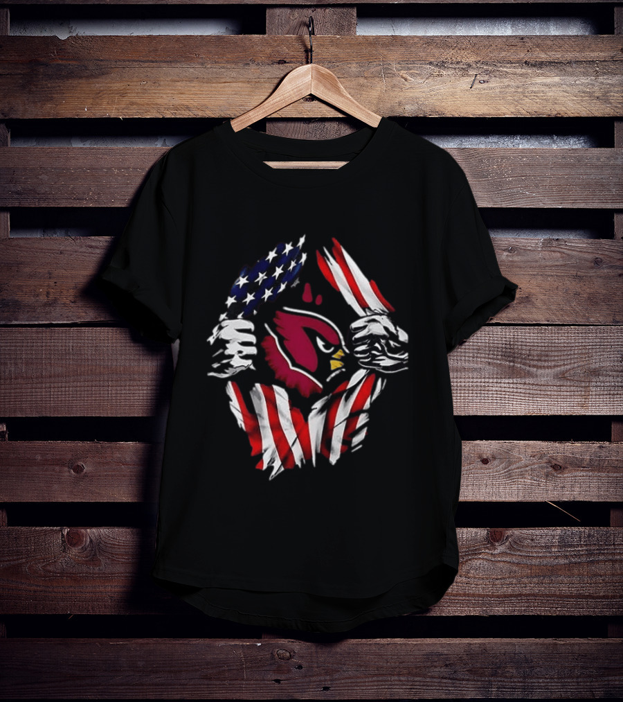 Arizona Cardinals American Flag Bald Eagle Skull Super Man T-Shirt