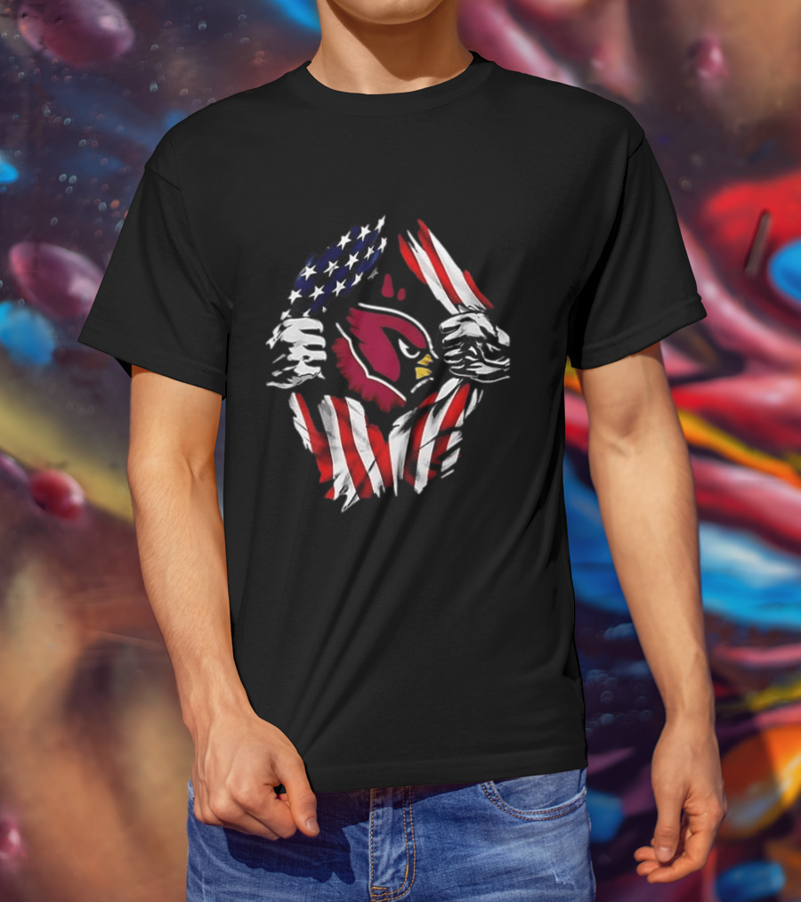 Arizona Cardinals American Flag Bald Eagle Skull Super Man T-Shirt