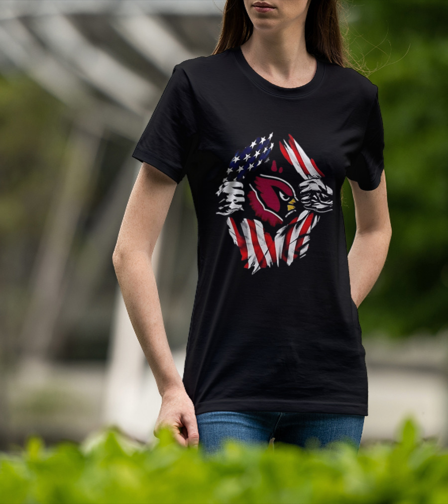Arizona Cardinals American Flag Bald Eagle Skull Super Man T-Shirt