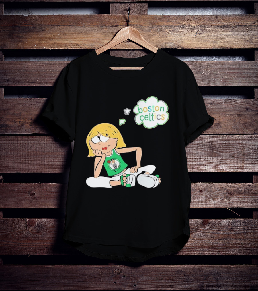 Boston Celtics NBA Cartoon Girl Sitting Thought Bubble T-Shirt